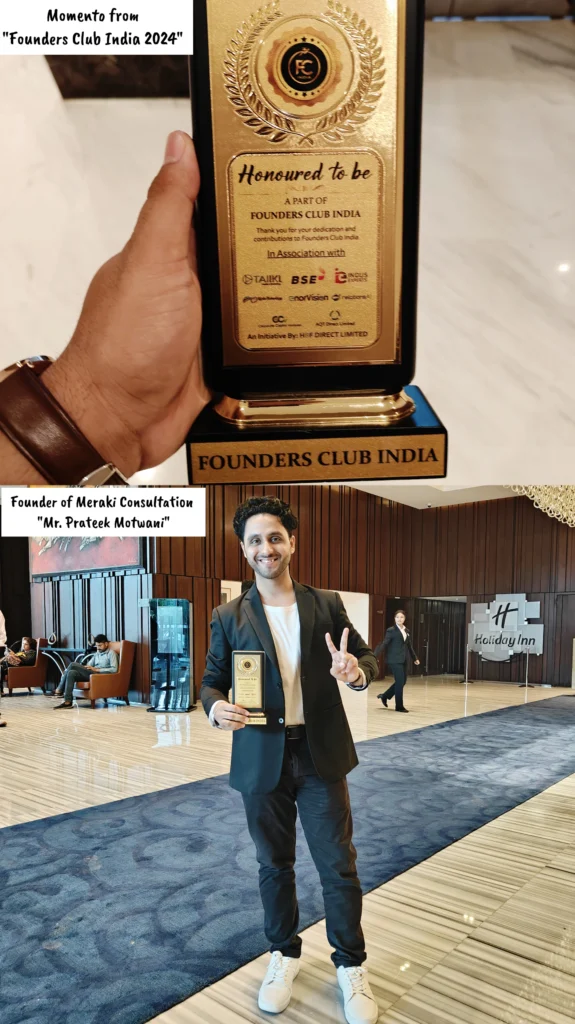 Meraki Consultation owner Prateek Motwani holding award